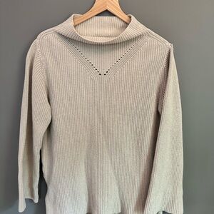 Pact Cream Knit Sweater — needs shoulder repair